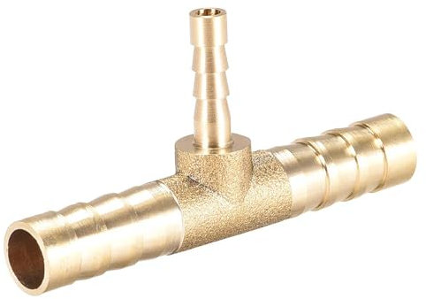 TOP-VIGOR Raccord réducteur cannelé en T en laiton, raccord de tuyau répartiteur à 3 voies, connecteur de tuyau en forme de T pour tuyau ID 8 mm x 4 mm x 8 mm