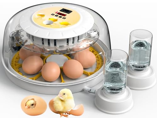 DEZHXHE 8 Egg Incubators for Hatching – Incubator for Eggs Automatic Turning, LED Egg Candler & External Water-Adding, 360° Viewing Window, Ideal for Chicken, Duck, Goose, and Quail Eggs