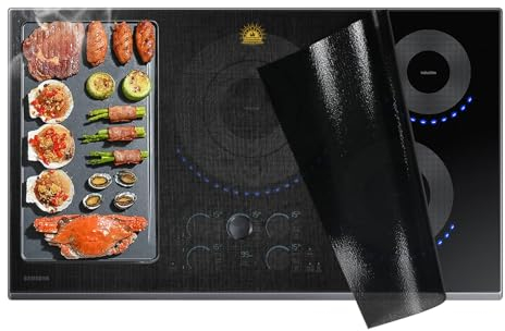Extra Large Translucent Induction Hob Protector Mat 61x53cm,Induction Hob Cover - (Magnetic) Cooktop Scratch Protector - for Induction Stove,Multifunctional Silicone Mats (TS14E, 61x53cm)