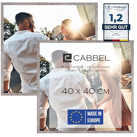 CABBEL paquete doble (juego de 2) marco 40x40 cm, Gris (Hormigón), marco de madera MDF resistente, plexiglás inastillable, para colgar, ideal para fotos/cuadros/collage