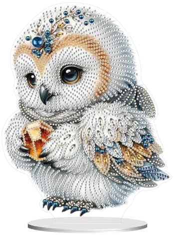 Starnearby DIY Diamond Painting Eule Deko, 5D Diamant Painting Tisch Deko, Diamant Malerei Kunst Set, Ornamente Geschenke für Anfänger Hausgeschenk Deko für Familie