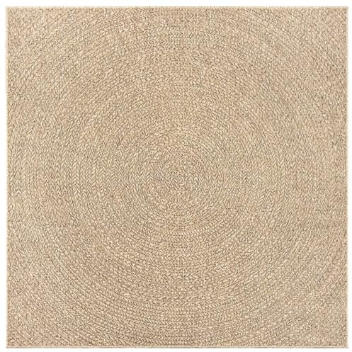 vidaXL Indoor/Outdoor Square Rug ZIZUR - Polypropylene Brown Mat 120x120 cm - Jute Look, UV-Resistant, Easy-Clean for Patio/Garden/Living Room