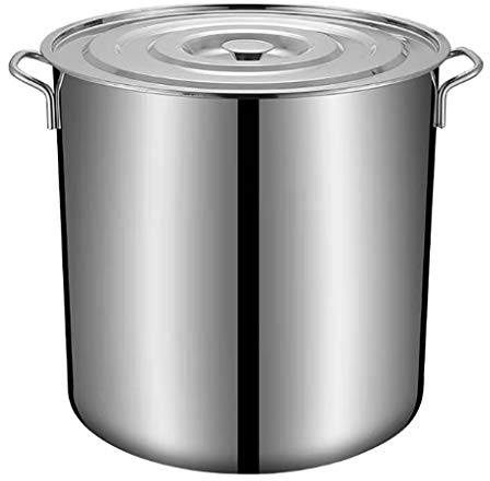 Stock Pot, Commercial/Household 201 Stainless Steel Deep Soup Pot with Lid,for Gas Stove/Induction Cooker (10-90L) Stock Pot (Size : 10L) (30L)