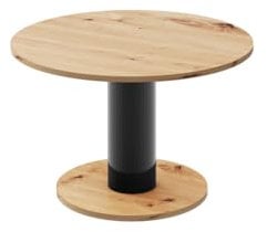 designimpex Design Couchtisch rund HSO-111 80cm Hochglanz Tisch, Farbe:Eiche Artisan - Schwarz Hochglanz