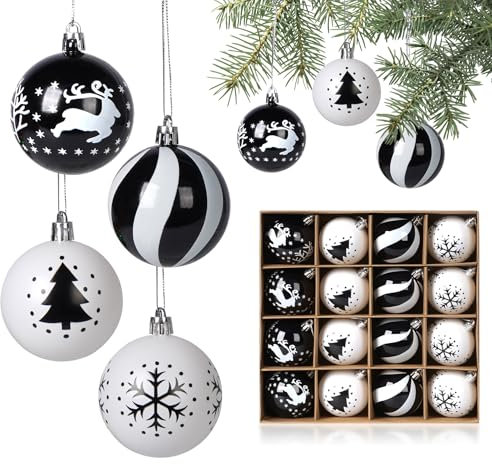 Christmas Baubles Plastic, 16er Christmas Baubles Christmas Decoration, Christmas Tree Decoration Pendant Reusable Tree Decoration
