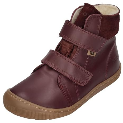 KOEL Stiefel Barfußschuhe Demil Tex Wasserdicht Leder Wolle Bordo Rot, Schuhgröße:EUR 25