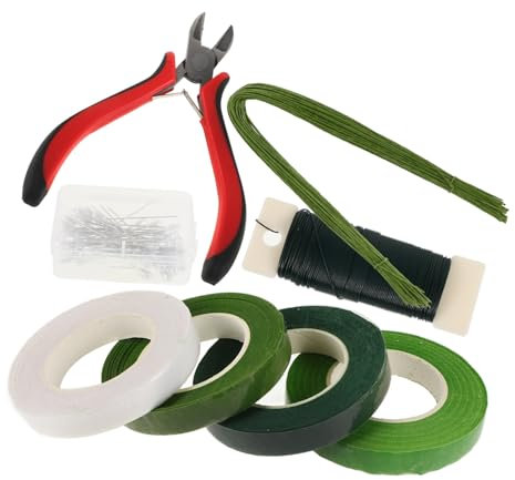 Gogogmee Papierranken-Rosen-Set Blumenstammdraht Realistisches Material Blumenarrangement-zubehör Blumendrahtschneider Ansteckbänder