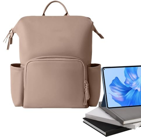 Générique Leather Diaper Bag Backpack, Water-Resistant PU Travel, 16.14 x 13.78 x 7.87 inches Stylish Spacious Diaper Pack for Moms And Dads, Unisex Care Organizer, kaki, Se