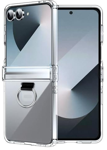 FDHYFGDY Hülle für Samsung Galaxy Z Flip 7 Schutzhülle | Handyhülle mit Ring,rutschfest und stoßfest, Ultradünne Kratzfeste PC-Hartschale, Case für Galaxy Z Flip 7 Handyhülle-Transparent