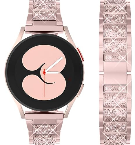 Générique Bracelet Montre 20 mm acier Inoxydable Paillettes Métalliques, Compatibles avec Samsung Galaxy Watch 7/6/5/4 (40 mm, 44 mm), Bracelets Rechange 20 mm