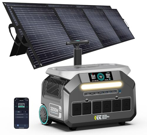 IEE 3200W Tragbare Powerstation P3200 mit 2x400W Solarpanel, 2048Wh Solargenerator, LiFePO4 Akku, 0–80% in 45 Min.Laden, APP, 16 Anschlüsse, Portable Power Station für Camping/Wohnmobile/Notstrom