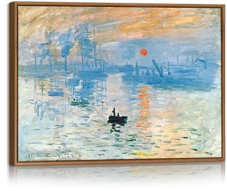 Monet Impression Sonnenaufgang Leinwand Bilder Mit Rahmen Klassisch Meereslandschaft bei Sonnenaufgang Bild Auf Leinwand Abstrakt Ozean Reise Wandbilder Wanddeko Büro Wohnzimmer Schlafzimmer 30x40cm