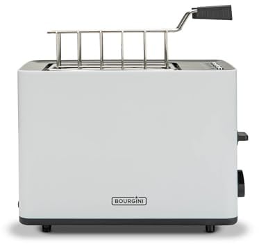 Bourgini Sandwich-Toaster mit Bagel-Funktion – Toaster mit Sandwich-Klemmen – Weiß – Matte Oberfläche – Extra breiter Schlitz für 2 Sandwiches – Einstellbarer Bräunungsgrad, Auftau- und Aufwärmfunktio