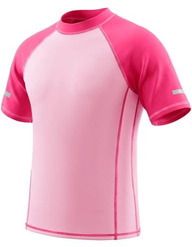Keyck Camiseta de Baño Niñas Protección Solar Manga Corta 15 Años, Rosa