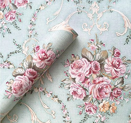 WDragon Vintage Floral Self-Adhesive Decorative Paper Shelf Liner Peel Stick Dresser Drawer Sticker Home Deco 45cm x 250cm