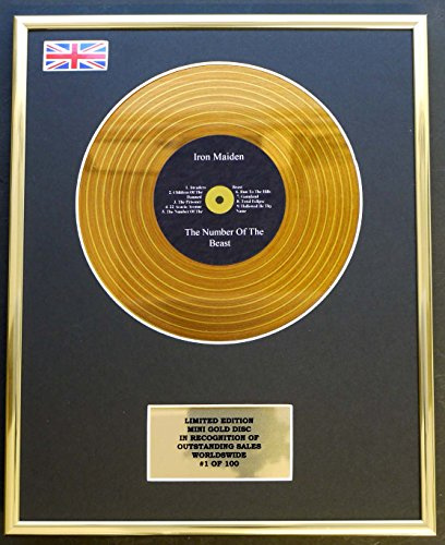 IRON MAIDEN/MINI GOLD DISC DISPLAY/LIMITED EDITION/COA/THE NUMBER OF THE BEAST