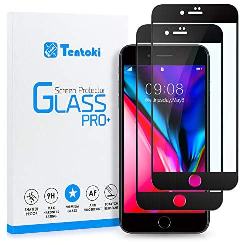 Tentoki iPhone 7/8, iPhone SE 3/2 (2022/2020 Edition), Screen Protector, [2 Pack] HD Full Coverage Tempered Glass Screen Protector, Shatter-Proof, Anti-Scratch, Edge to Edge Protection Screen Film