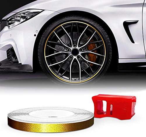 Quattroerre 10330 Wheel Trim Strisce Adesive con Applicazioni per Cerchi Auto, Oro