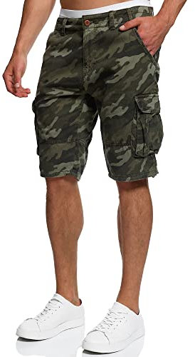 Indicode Hommes Monroe Cargo Shorts | Pantalon Court Cargo avec Ceinture Dired Camouflage S