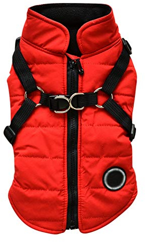 Doubleer Hundemantel Mit Trapezloch Wasserdicht Hundekleidung Bekleidung Winterjacke Warme Weste Haustier-Outfit Mäntel für kleine, mittelgroße Hunde, 4 Farben, 6 Größen