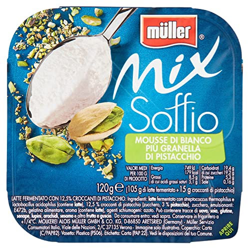 Müller Müller Mix Soffio Mousse di Bianco e Granella di Pistacchio, 120g