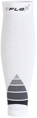 CFLEX Herren & Damen Sport Kompressions Stulpen (1 Paar) Wadenbandage - Weiss-Grau S-M