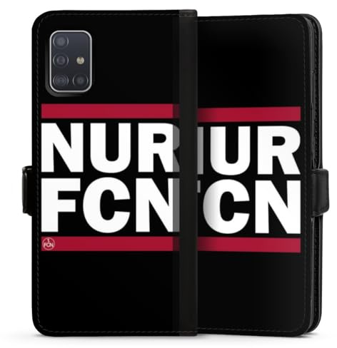 Klapphülle kompatibel mit Samsung Galaxy A51 Handyhülle aus Kunst Leder schwarz Flip Case 1. FCN 1. FC Nürnberg Statement