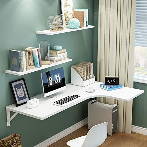 Modern Style Wall Mounted Table,Folding Table Floating Desk Stable Durable,Convertible Desk Easy to Install,Max Load 50kg/110lb,5 Colors Available (White,80 * 70 * 50cm/31 * 28 * 20in)