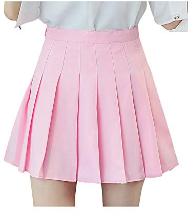 nonotse Damen Mädchen Hohe Taille Plissee Skater Tennis Schule Kurz Rock, Rose, 36