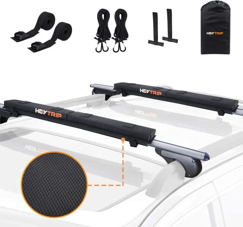 HEYTRIP Roof Rack Pads 30 Aero Crossbar Pads for Kayak/Surfboard/SUP/Canoe with 15FT Tie-Down Straps and Storage Bag