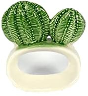 Aurora Store Cactus 12x PORTATOVAGLIOLI in Ceramica Anello per tovagliolo 4 sogetti Complemento per Tavola Cucina Tema Mare Decorazione per la Casa Decorazioni (Bianco e Verde) 6x3x h.3,5 cm Estate