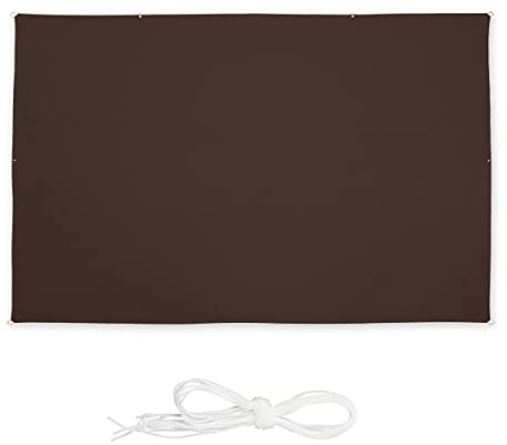 relaxdays Voile d’ombrage rectangulaire, LxP: 2 x 4 m, imperméable, Anti-UV, tendeurs, terrasse, Balcon, Marron