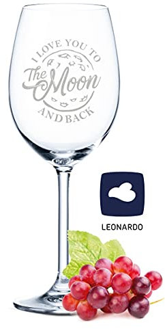 GRAVURZEILE Leonardo Weingläser - I love you to the moon and back - Geschenk zur Hochzeit, Verlobung & Jahrestag - ein perfektes Hochzeitsgeschenk - Geschenkidee Geburtstag