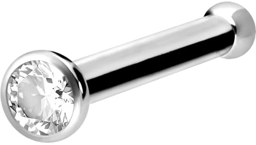PIERCINGLINE Chirurgenstahl Nasenstecker Pin | KRISTALL | Nasenpiercing Nostril Piercing | Farbauswahl