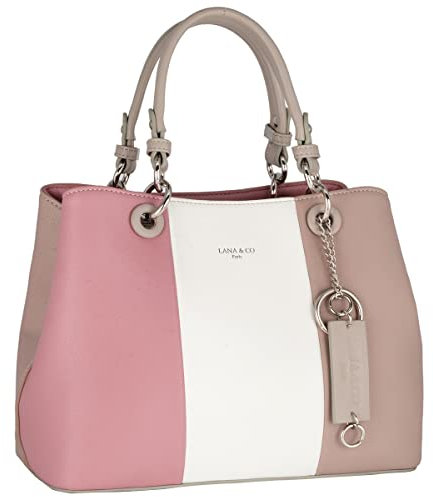 CRAZYCHIC - Sac à Main Femme Multicolore - Cabas Fourre-Tout Sac Bandoulière Porté Epaule Cuir PU Patchwork - Plusieurs Poches 3 Compartiments - Joli Sac Ville Dame Fille Mode - Rose