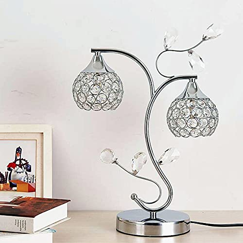 Creativo cristal lámpara de escritorio,Lámpara de mesa de cristal, lámpara de mesita de noche, luz de noche moderna para niños dormitorio oficina sala de estar iluminación decorativa,plata