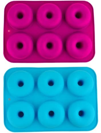 Selecto Bake Lot de 2 moules à donut en silicone 100 % antiadhésif sans BPA pour faire des beignets de 7,6 cm Facile à nettoyer, passe au lave-vaisselle et au micro-ondes