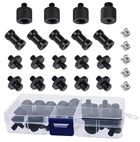 Frgyee 24 Stück Kamera Schraube Adapter 3/8 auf 1/4 Schraube Stativ Adapter für Kamerahalterung, Einbeinstativ, Kugelkopf, Blitzlichtständer