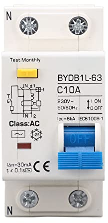 BYDB1L 63 Leitungsschutzschalter 1P AC Typ Leitungsschutzschalter AC 230V 10A Auslaufschutz Erdungsschutzschalter Trennschalter für DIN-Schienenmontage
