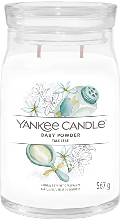 Yankee Candle Signature Duftkerze | große Kerze mit langer Brenndauer „Baby Powder“ | Soja-Wachs-Mix | Perfekte Geschenke für Frauen