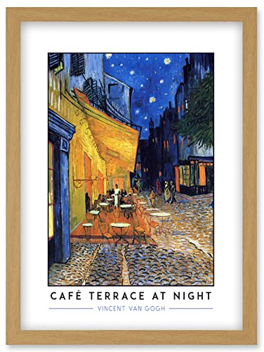 Wee Blue Coo Vincent Van Gogh Café Terrace At Night Place Du Forum Post-Impressionist Painting Artwork Framed Wall Art Print A4