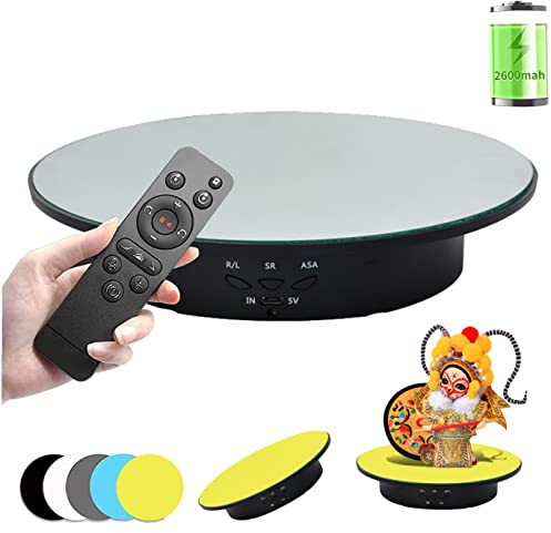 Qinmay 360-Degree Rotating Display Stand, 360 Degree Photography Turntable with Remote Control,Battery/USB Power Supply for Photography Products and Shows (Black, 7.8 inches/Load 17 LB)
