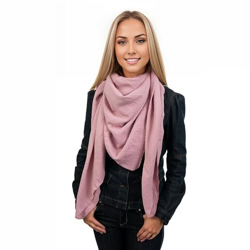 Scandi Linen Musselin Tuch Damen, Musselintücher, Musselin Schal, Halstuch Damen, Schal Damen, Viereckig (einlagig), Lila