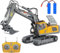 Excavadora de juguete a control remoto de 11 canales de 2.4 GHz RC Vehículo de construcción con pala de metal - Camión de juguetes para niños, rotación de 680°, luces y sonido - Excavadora de tractor