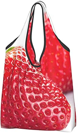 VGFJHNDF Erdbeer-Einkaufstasche, faltbar, wiederverwendbar, umweltfreundlich, Geschenktasche, Strandtasche, Einkaufstasche, für 50+ Lbs, 1 Stück, erdbeere, Einheitsgröße