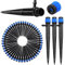 VooGenzek 50 Stücke 360 Grad Einstellbare Bewässerung Sprinkler, Garten Bewässerung Tropfer mit Barb Verbinder & Micro Drip Rohrhalter for 4/7mm Schlauch, für Gewächshaus, Topfpflanzen, Blau