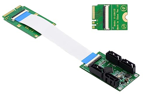 cablecc Mini PCI-E & A+E-Key a cuatro SATA3.0 6Gbps Cable de extensión de disco duro de 10 cm para SSD