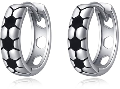 Fußball Ohrringe Sterling Silber Sport Creolen Kleine Creolen Fußball Schmuck Geschenke für Frauen Mädchen