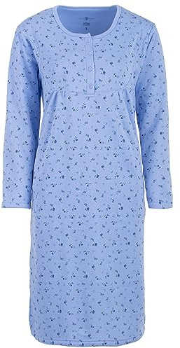 Zeitlos Chemise de nuit thermique à manches longues pour femme Motif floral Mille Fleur Boutonnière