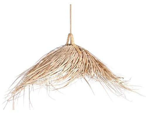 Bohome Living - Suspension en Rotin à Franges, Lampe Suspendu en Osier, Suspension Parasol, Fait Main (Taille XS Ø40cm)